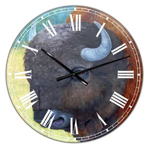 DesignArt 23-in x 23-in All American Large Farmhouse Round Wall Clock