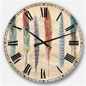 DesignArt 23-in x 23-in Feathers Cottage Family Bohemian Round Wall Clock