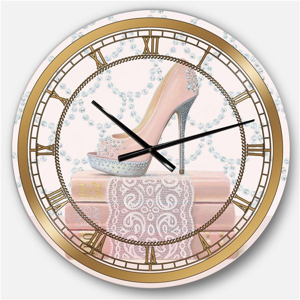 Designart 23-in x 23-in Fashion And Glam Shoes II Glam Round Wall Clock ...