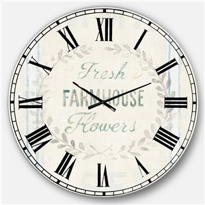 DesignArt 36-in x 36-in Farmhouse Florals VIII Farmhouse Round Wall Clock