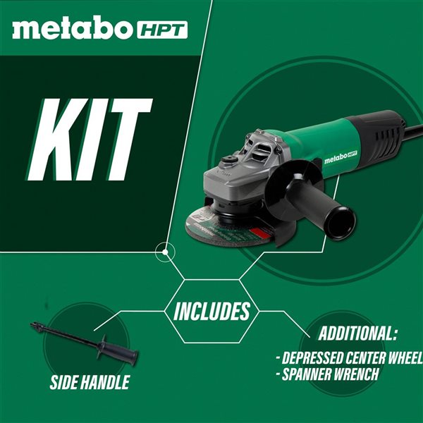 MetaboHPT 4-1/2-in 10.5-Amp Sliding Switch Corded Angle Grinder