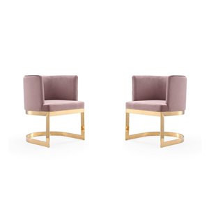 Manhattan Comfort Aura Velvet Contemporary Upholstered Arm Chair (Metal Frame) - Set of 2