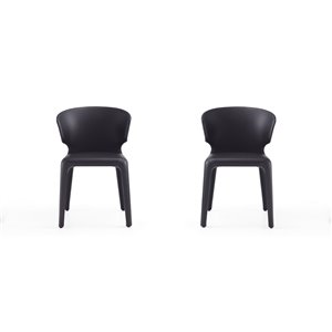 Manhattan Comfort Conrad Faux Leather Contemporary Upholstered Arm Chair (Metal Frame) - Set of 2