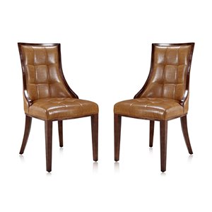 Manhattan Comfort Fifth Avenue Faux Leather Upholstered Side Chair (Wood Frame) - Set of 2