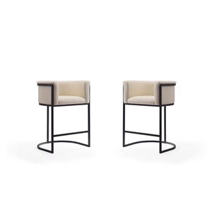 Manhattan Comfort Cosmopolitan 2-Pack Cream and Black Counter Height (22-in to 26-in) Upholstered Bar Stool