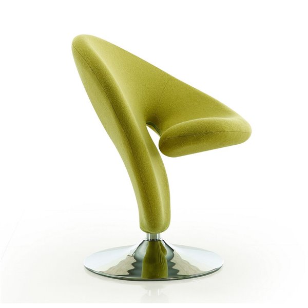 Manhattan Comfort 1 Curl Modern Green and Polished Chrome Wool Accent Chair