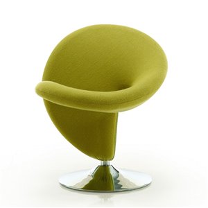Manhattan Comfort 1 Curl Modern Green and Polished Chrome Wool Accent Chair