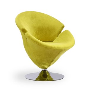Manhattan Comfort 1 Tulip Modern Green and Polished Chrome Velvet Accent Chair