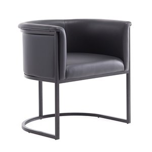 Manhattan Comfort Bali Faux Leather Contemporary Upholstered Arm Chair with Metal Frame