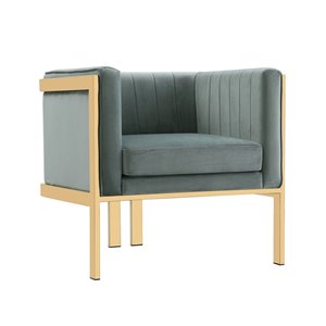 Chaise pivotante moderne Paramount en laiton poli et velours gris de Manhattan Comfort