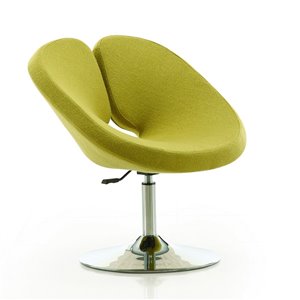 Manhattan Comfort 1 Perch Modern Green and Polished Chrome Wool Accent Chair