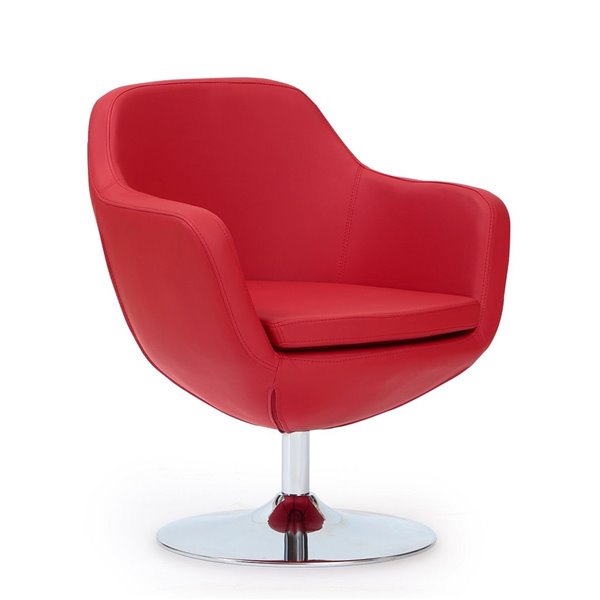 Chaise pivotante Caisson en chrome poli et en similicuir rouge de Manhattan Comfort