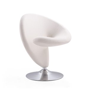 Manhattan Comfort 1 Curl Modern Cream and Polished Chrome Wool Accent Chair