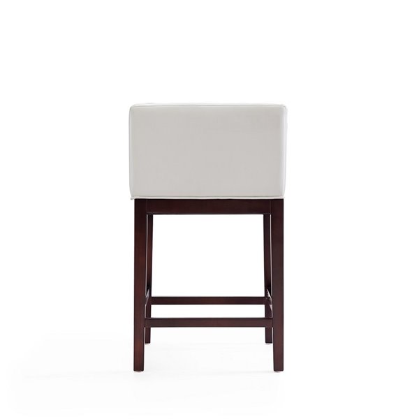 Manhattan Comfort Kingsley Ivory and Dark Walnut Counter Height (22-in to 26-in) Upholstered Bar Stool