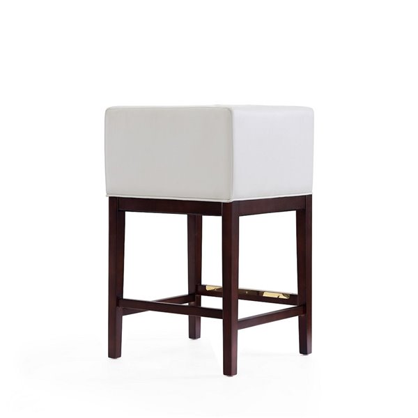 Manhattan Comfort Kingsley Ivory and Dark Walnut Counter Height (22-in to 26-in) Upholstered Bar Stool