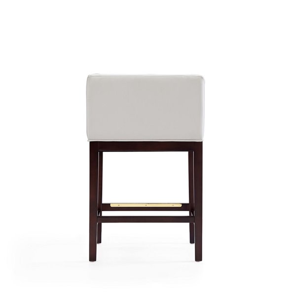 Manhattan Comfort Kingsley Ivory and Dark Walnut Counter Height (22-in to 26-in) Upholstered Bar Stool