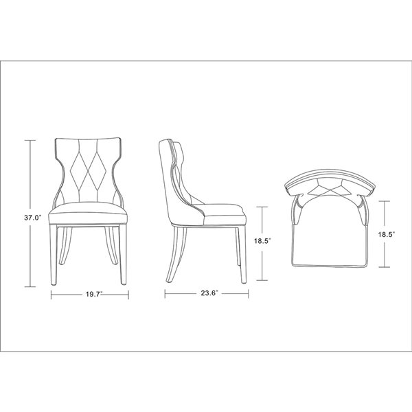 Manhattan Comfort Reine Traditional Velvet Upholstered Side Chair with Wood Frame - Set of 2