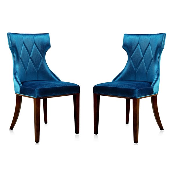 Manhattan Comfort Reine Traditional Velvet Upholstered Side Chair with Wood Frame - Set of 2