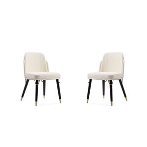Manhattan Comfort Estelle Contemporary Faux Leather Upholstered Side Chair (Wood Frame) - Set of 2