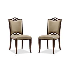Manhattan Comfort Regent Traditional Faux Leather Upholstered Side Chair (Wood Frame) - Set of 2
