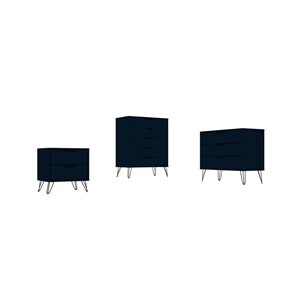 Manhattan Comfort Rockefeller Midnight Blue 10-Drawer Dressers - Set of 3