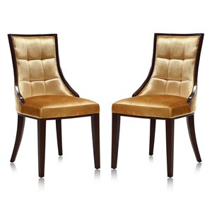 Chaise d'appoint traditionnelle Fifth Avenue rembourrée en velours (cadre en bois) par Manhattan Comfort, ens. de 2