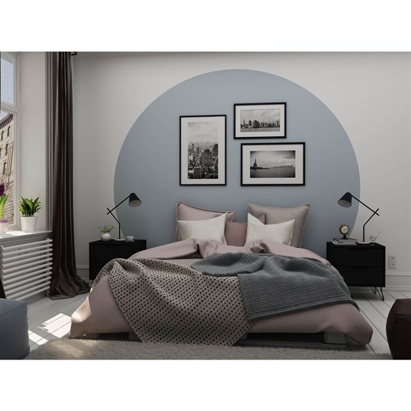 Manhattan Comfort Rockefeller 2-Nightstand Set in Black