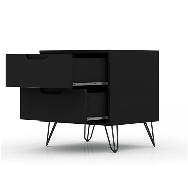 Manhattan Comfort Rockefeller 2-Nightstand Set in Black