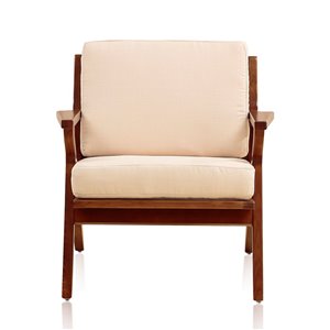 Manhattan Comfort 1 Martelle Midcentury Cream and Amber Twill Accent Chair