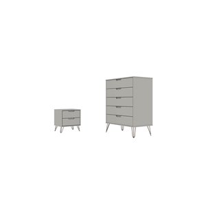 Manhattan Comfort Rockefeller Off-White and Natural 7-Drawer Dressers - Set of 2
