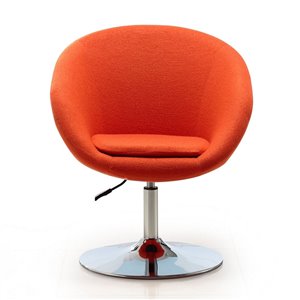 Manhattan Comfort 1 Hopper Modern Orange and Polished Chrome Wool Accent Chair