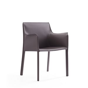 Manhattan Comfort Paris Genuine Leather Contemporary Upholstered Arm Chair (Metal Frame)