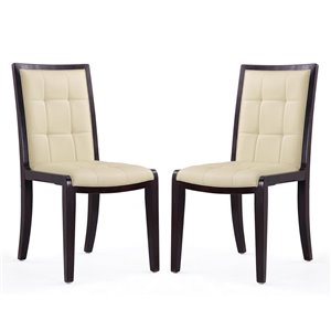 Manhattan Comfort Executor Traditional Faux Leather Upholstered Side Chair (Wood Frame) - Set of 2