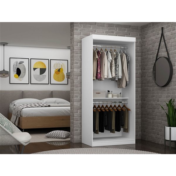 Manhattan Comfort Mulberry 35.9-in White Open Wardrobe Cabinet
