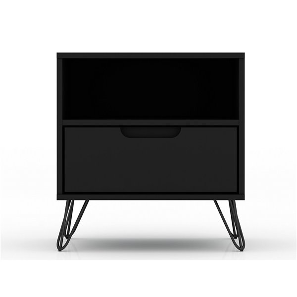 Manhattan Comfort Rockefeller Black 2-Nightstand Set
