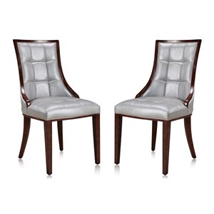 Chaise d'appoint traditionnelle Fifth Avenue rembourrée en similicuir (cadre en bois) de Manhattan Comfort, ens. de 2