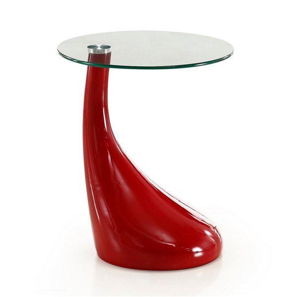 red glass end table