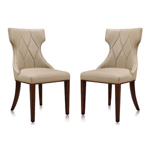 Manhattan Comfort Reine Traditional Faux Leather Upholstered Side Chair (Wood Frame) - Set of 2