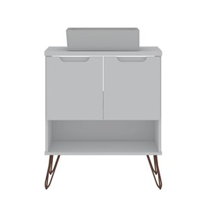 Meuble-lavabo simple blanc de 26,38 pouces Rockefeller par Manhattan Comfort avec comptoir en bois