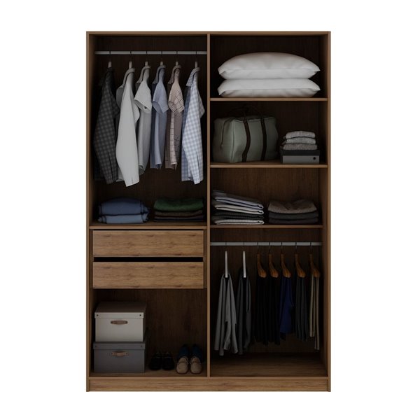 Manhattan Comfort Gramercy 55.2-in Nature/Textured Grey 4-Door Wardrobe Cabinet