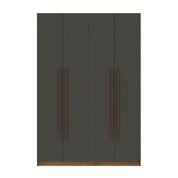 Manhattan Comfort Gramercy 55.2-in Nature/Textured Grey 4-Door Wardrobe Cabinet