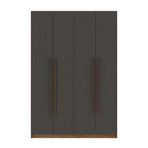 Manhattan Comfort Gramercy 55.2-in Nature/Textured Grey 4-Door Wardrobe Cabinet