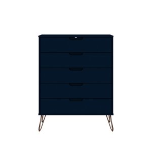 Manhattan Comfort Rockefeller Midnight Blue 5-Drawer Dresser