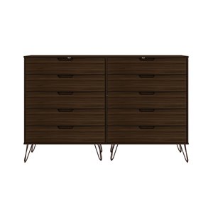 Manhattan Comfort Rockefeller Brown 10-Drawer Double Dresser
