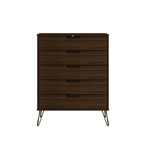 Manhattan Comfort Rockefeller Brown 5-Drawer Dresser