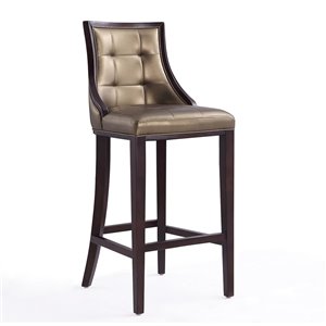 Tabouret de bar rembourré Fifth bronze et noyer à hauteur de bar (27 po à 35 po) par Manhattan Comfort