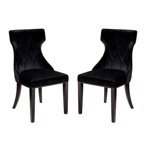 Chaise d'appoint traditionnelle Reine rembourrée en velours (cadre en bois) par Manhattan Comfort, ens. de 2