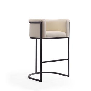 Manhattan Comfort Cosmopolitan Cream and Black Bar Height (27-in to 35-in) Upholstered Bar Stool