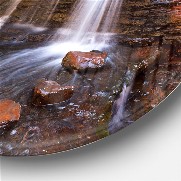 Designart 36-in x 36-in Round Waterfall in Hancock Gorge' Landscape Metal Circle Wall Art