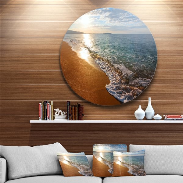 Designart 36-in x 36-in Round Gili Island Tropical Beach' Large Seashore Metal Circle Wall Art
